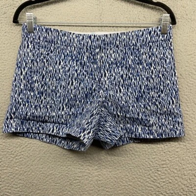 Pantalones cortos Kenar para mujer azules geométricos rectos tiro medio cremallera logotipo lona talla 4 Foto 1 de 4