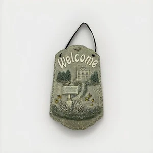 Welcome Sign House Mailbox Flowers Birds 3D Effect TCR Licensed Stonelike - Picture 1 of 10