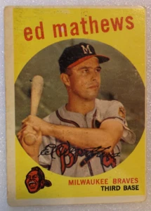 Collectible 1959 Topps Ed Mathews Baseball Trading Card (#450) - Picture 1 of 2