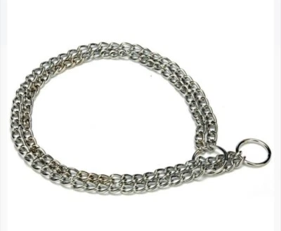 "Estrangulador doble cadena collar de perro titanio collar de entrenamiento aleación de acero 20"" 2,5 mm" Foto 1 de 4