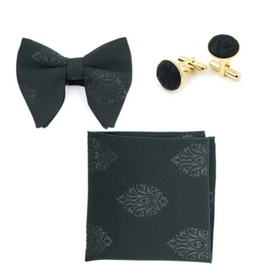 Pajarita verde y cuadrado de bolsillo para hombre, gemelos traje de boda, regalo para él Foto 1 de 4