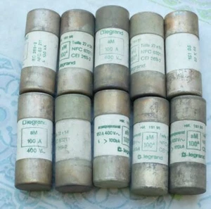 10x Legrand Fusibles à percuteur 22x58 100A aM 0 151 95. Lot de 10 - Imagen 1 de 6