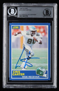 Cris Carter 1989 Score #72 Rookie Card Signed Autographed (RC) BECKETT BGS Rare!