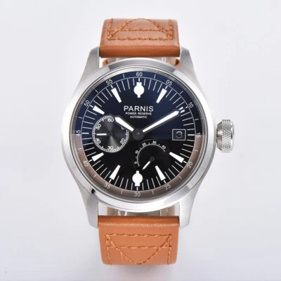 Nuevo 46,5 mm Parnis Reloj Hombre Automático Correa Cuero Reloj Pulsera Negocios Foto 1 de 4