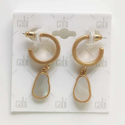New Cabi Shell Drop Hoop Earrings Retro Women Party Vacation Holiday Jewelry - Image 1 of 3