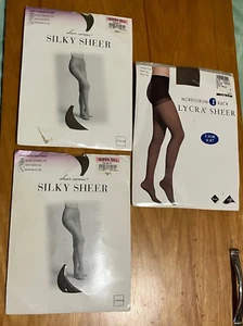 QUEEN/TALL Pantyhose New Old Stock Set of 3 Taupe/Beige Unworn in Open Packages - Picture 1 of 14