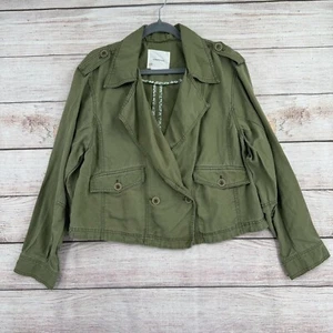 Anthropologie Cropped Military Jacket Women's Size Medium Green - Picture 1 of 13