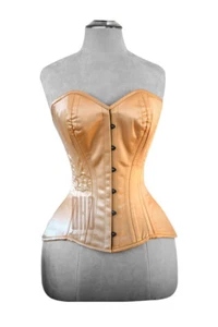Heavy Duty Double Steel Boned Waist Training Satin Victorian Overbust Corset C99 - Picture 1 of 5