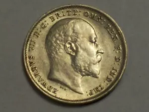 Silver 1909 Great Britain 3 Pence KM#797.2 Choice AU/Unc. SN1191 - Picture 1 of 2