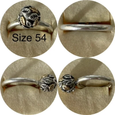 ANEL PANDORA PRATA E OURO 14ct ÁRVORE DA VIDA TAMANHO 54 RARO AGORA APOSENTADO - Imagem 1 de 4