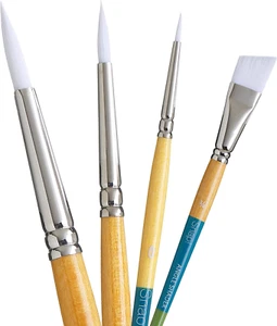 Snap Synthetic Bristles White Short Handle Snap Paint Brush Set #3 (Set of 4) - Picture 1 of 12