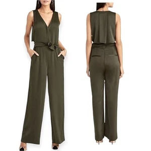 Rachel Roy Women's Green Sleeveless V-Neck Belted Jumpsuit Casual sz 2 NWT $159 - Picture 1 of 4