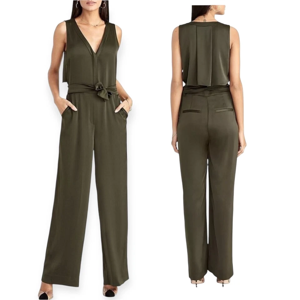 Mono informal para mujer Rachel Roy verde sin mangas cuello en V con cinturón talla 2 nuevo con etiquetas $159 Foto 1 de 4