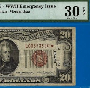 1934A $20 Hawaii Star Note - PMG 30EPQ - Rare Emergency Issue - Fr 2305* - Picture 1 of 4