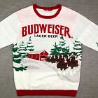 Retro Budweiser Sweater Mens L White Clydesdale Winter Beer Pullover Preppy