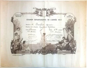 Francia, 1938, Federación Musical de las Ardenas - Diploma Premio Violín - Imagen 1 de 2