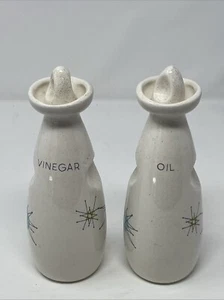 Franciscan Atomic Starburst beschriftete Öl & Essig Krüge mit Stopfen TOP - Bild 1 von 18