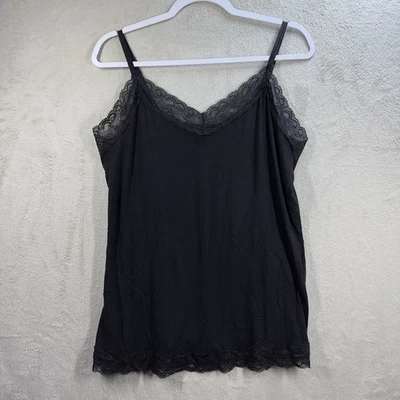 Camiseta sin mangas Lane Bryant para mujer con ribete de encaje Y2K cami talla 14/16 negra Foto 1 de 4