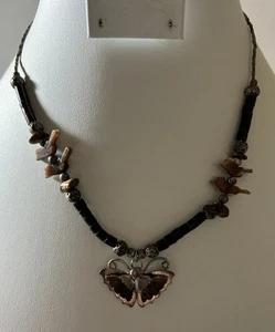 Vintage Native American Bird Necklace Butterfly Pendant - Picture 1 of 10