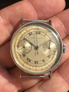 Nicolet Watch Chronograph Landeron 39 Working For Parts Repair Sector Dial - Picture 1 of 11