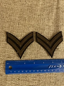 Pair Of WWII Army Multi Piece Felt Corporal Enlisted Rank Patches INV16026 - Picture 1 of 3