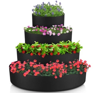 4 Pcs Tiered Strawberry Planter Fabric Raised Garden Planting Beds Heavy Duty... - Picture 1 of 6