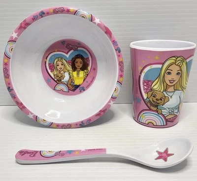 Barbie 3 Piece Breakfast Set ~ Melamine Bowl, Cup + Spoon Set - image 1 of 4