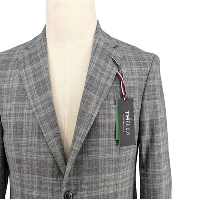 Abrigo Blazer Deportivo Tommy Hilfiger Para Hombre Ajuste Moderno a Cuadros Elastizado Gris A Cuadros 46 R Foto 1 de 4