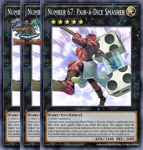 Yugioh! 3x Number 67: Pair-a-Dice Smasher JUSH-EN058 Rare 1st Ed NM - Picture 1 of 1