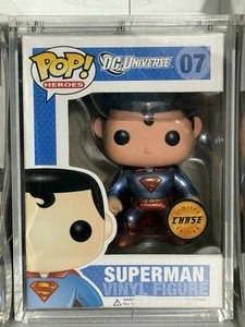 Funko Pop Superman Metallic Chase DC Universe 07 Vinyl Figure Heroes RARE - Picture 1 of 7