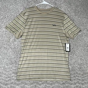 RVCA T-Shirt Men’s Medium Sweep Stripe Crew Athletic Fit Stretch Vented New - Picture 1 of 8