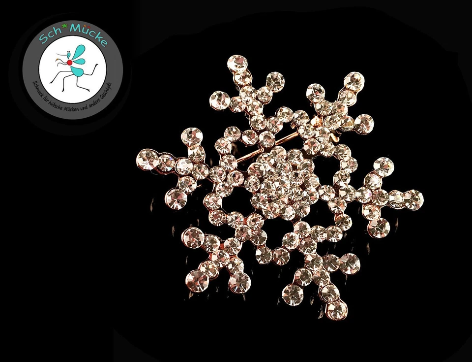 Brosche Weihnachten Schneeflocke Retro Advent Feier Glücksbringer Geschenkidee - Bild 1 von 2