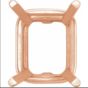 Cesta de oro rosa de 14 k corte esmeralda de 10 mm x 12 mm montaje de ajuste de 4 puntas HECHA EN EE. UU. - Imagen 1 de 2