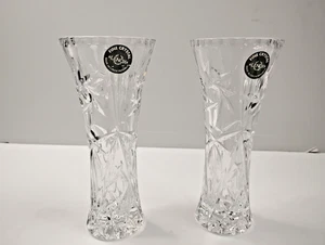 Lenox Fine Crystal 6" Vintage 2er Set geätzte Pinwheel Vasen - Bild 1 von 4