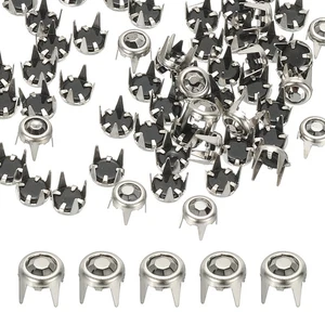 Perno de diamantes de imitación de 6 mm, 70 piezas cuentas de garra de metal cabeza de clavo, negro gris tono plata - Imagen 1 de 6