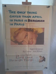 PARIS DOES STRANGE THINGS Orginal 1957 Ingrid Bergman 27x41 Folded Movie Poster  - Picture 1 of 13