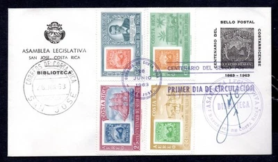 Costa Rica - Sello 1963 Centenario Primer Día Cubierta Foto 1 de 2