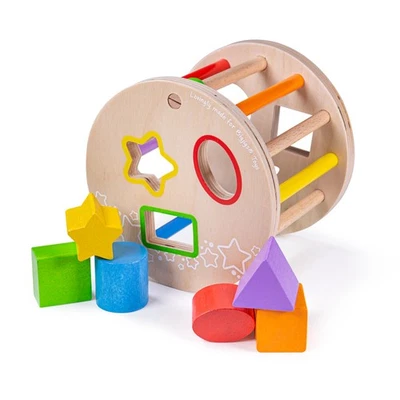 Bigjigs Toys My First Wooden Rolling Shape Sorter Blocks Toddler Kid Educational - Image 1 of 4
