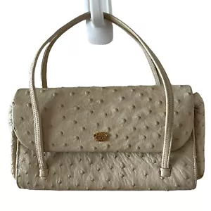 Vintage Koret White Ostrich Purse evening Bag Gold Hardware Crown - Picture 1 of 10