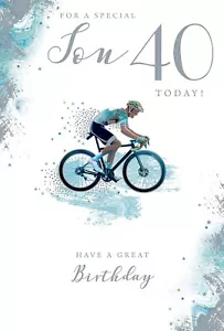 Für einen besonderen Sohn 40 heute! Have A Great 40th Birthday Cycling Silver Foil Card - Bild 1 von 2
