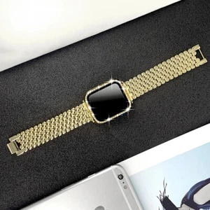 For Apple Watch Band Series 6 SE 5 4 3 38mm-40mm Metal Strap + Diamond TPU Case - Picture 1 of 16
