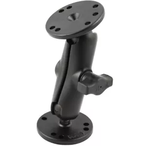 RAM MOUNT 1" BALL DOUBLE SOCKET ARM W/2 2.5" ROUND BASES - AMPS HOLE PATTERN - Foto 1 di 2