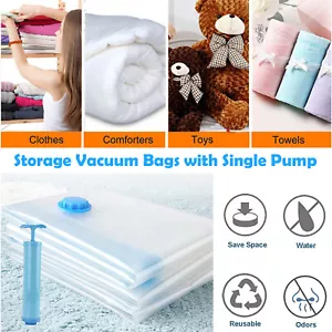 Vacuum Storage Bags with Pump Space Saver Vacuum Storage Bags Ziplock Sealer Bag - Picture 1 of 16