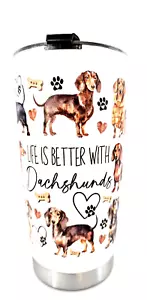 20oz Life is Better with Dachshunds Stainless Steel Tumbler, 2 Straws & Brush - Picture 1 of 4