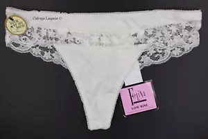 NWT FELINA F5693 "Summer Time" Low Rise Nylon w/ Lace Trim Thong, Ivory, Bridal - Picture 1 of 3