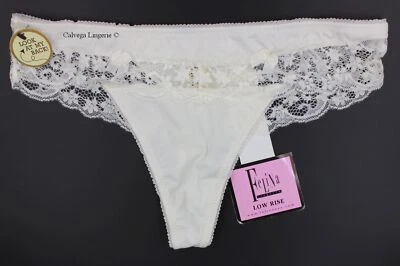 NUEVO CON ETIQUETAS FELINA F5693 "Summer Time" tiro bajo nailon con tanga de encaje, marfil, novia Foto 1 de 3