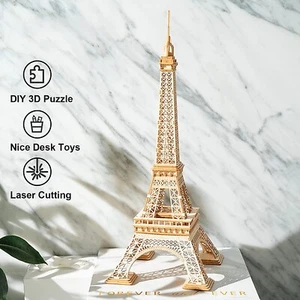 Rolife Eiffel Tower 3D Wooden Puzzle Assemble Toy DIY Model Craft Kit for Kids - Picture 1 of 7