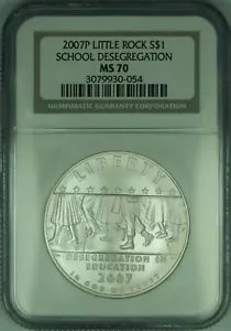 2007-P Little Rock School Deseg Commemorative Silver Dollar Coin NGC MS-70 - Picture 1 of 2