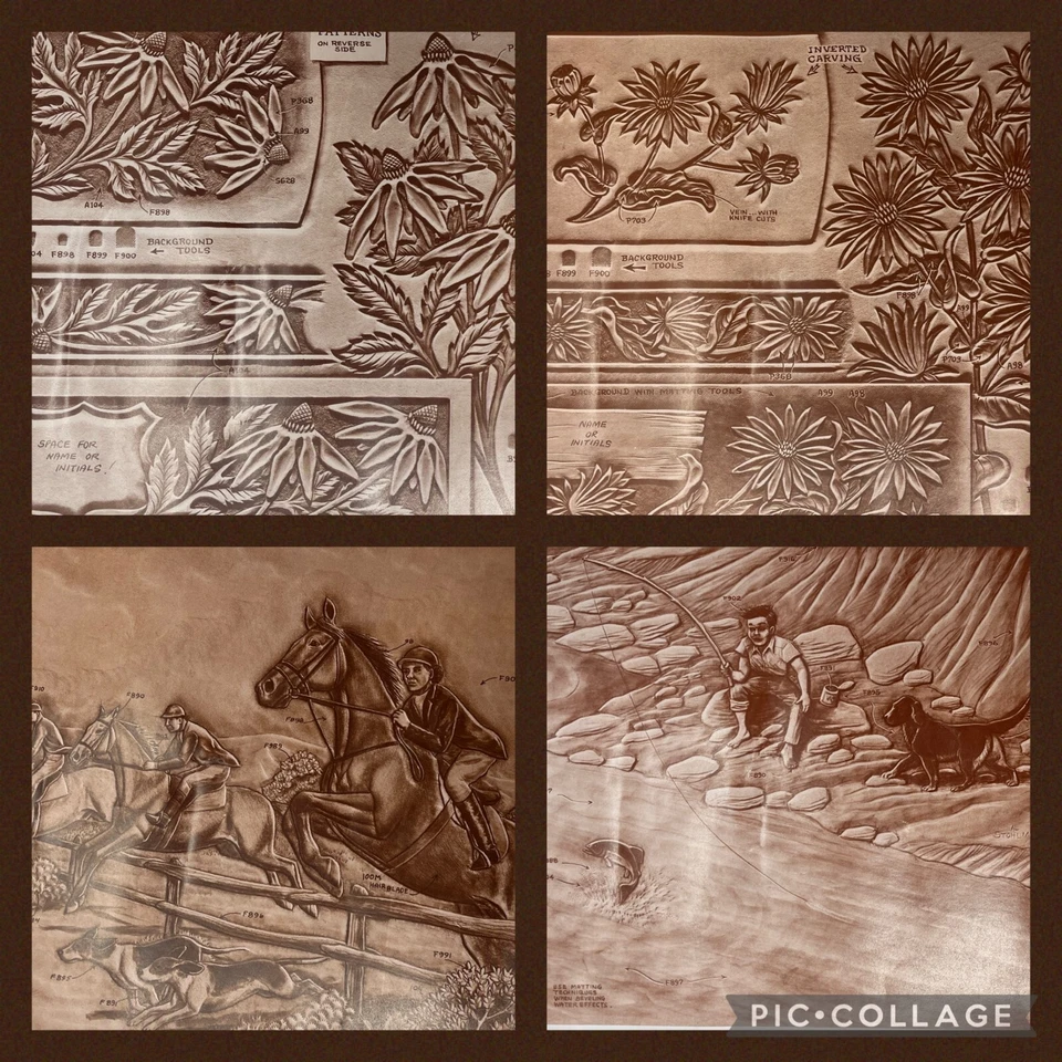 Vintage 1960s Midas LeatherCraft Doodle Page Of The Month Lot Of 6 Patterns - Image 1 of 4