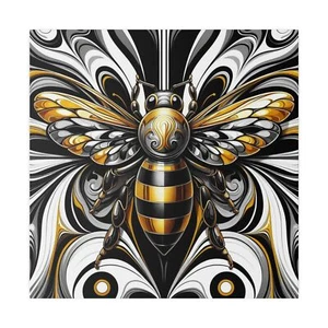 Matte Canvas Wall Art Vintage Style Deco Bumble Bee Retro Nature Insect Decor - Picture 1 of 13
